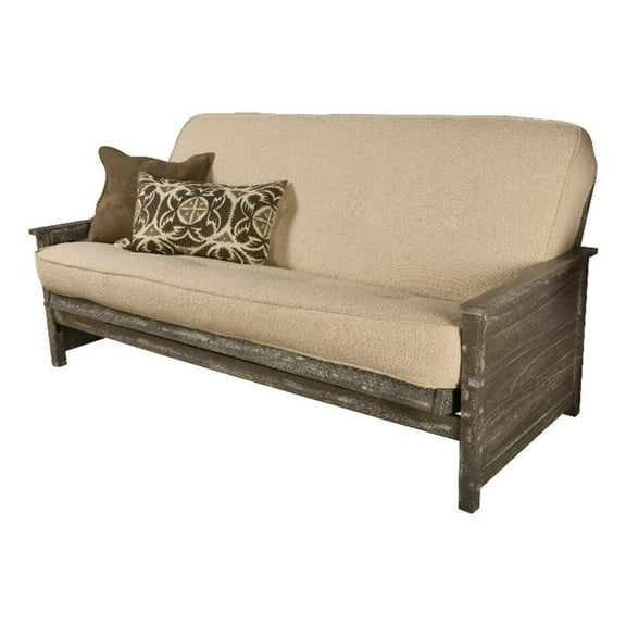 Coil Hinged Full-size Futon Mattress in Cream-Frame Not Included