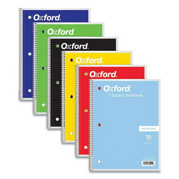 Coil-Lock Wirebound Notebooks, 3-Hole Punched, 1 Subject, Medium/college Rule, Randomly Assorted Covers, 10.5 X 8, 70 Sheets | Bundle of 10 Each