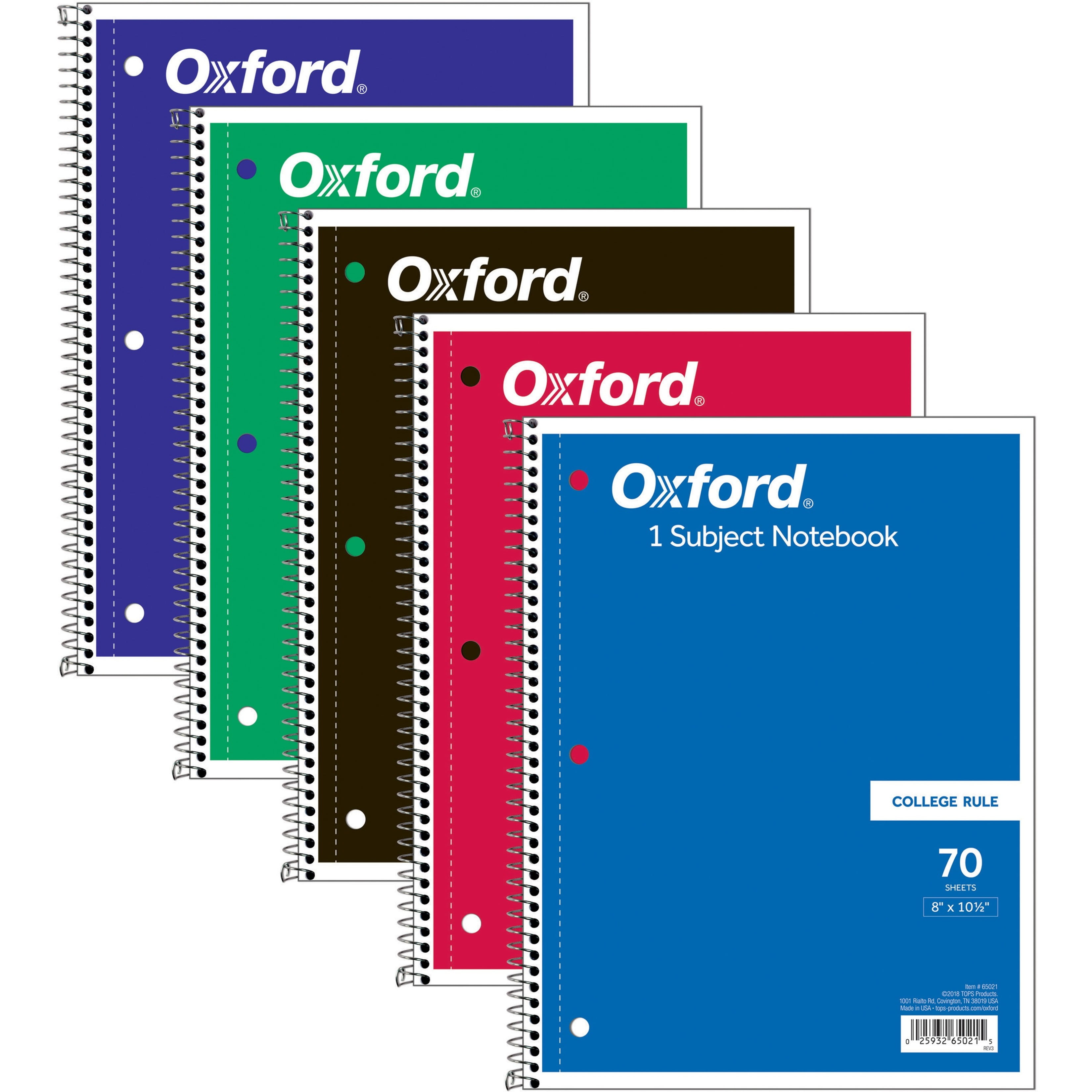 "Coil-Lock Wirebound Notebooks, 3-Hole Punched, 1 Subject, Medium/college Rule, Randomly Assorted Covers, 10.5 X 8, 70 Sheets | Bundle of 5 Each"