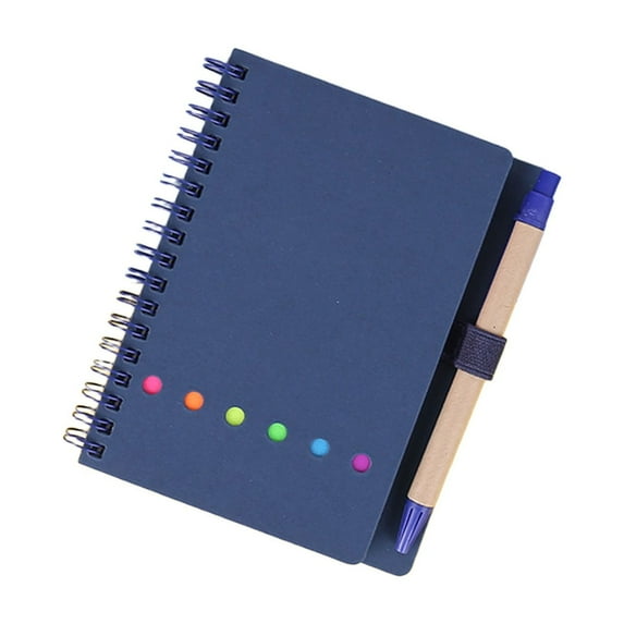 Coil Notebook A5 Kraft Paper Cover 8mm Grid Ruled 70 Sheets with Stickers & Pen, Portable Index Notepad for Students Professionals (5.9x4.7x0.39IN)