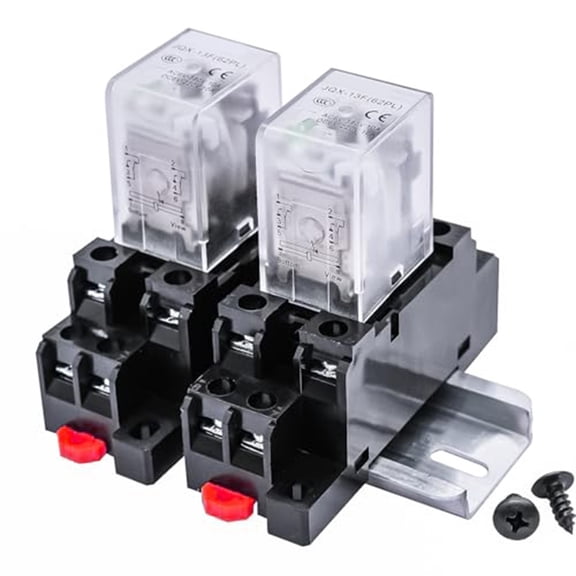 Coil Power Relay Set For Ac Dc Use Including Two Units And Din Mounting Rail
