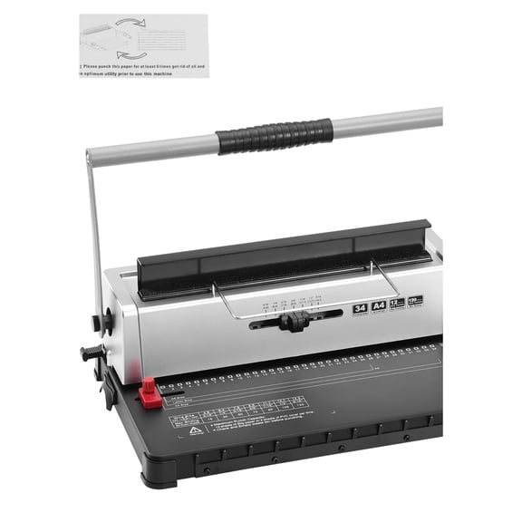 Coil Spiral Binding Machine Manual Book Maker 34-Holes Binding 120 Sheets Punch Binder With Adjustable Coil Binding Spines ,Easy to Use