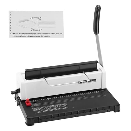 Manual Coil Spiral Binding Machine, 34 Hole Book Binder with 12 Sheet Punch Capacity and 120 Sheet Binding Capacity, Adjustable 3/16 in to 9/16 in Spines for Letter, A4 and A5 Documents