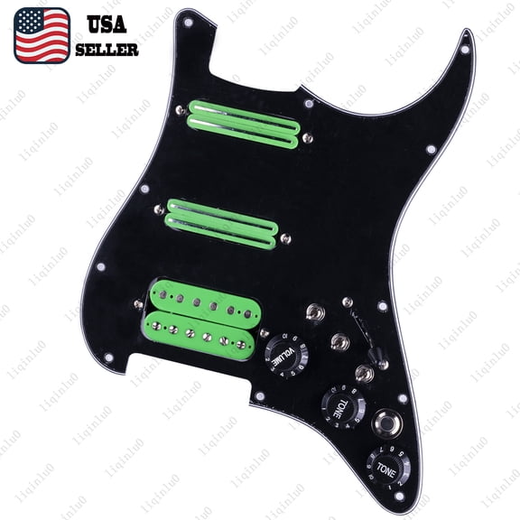 Coil Splitting HSS Guitar Multi Switches Loaded Prewired Pickguard For ST Green