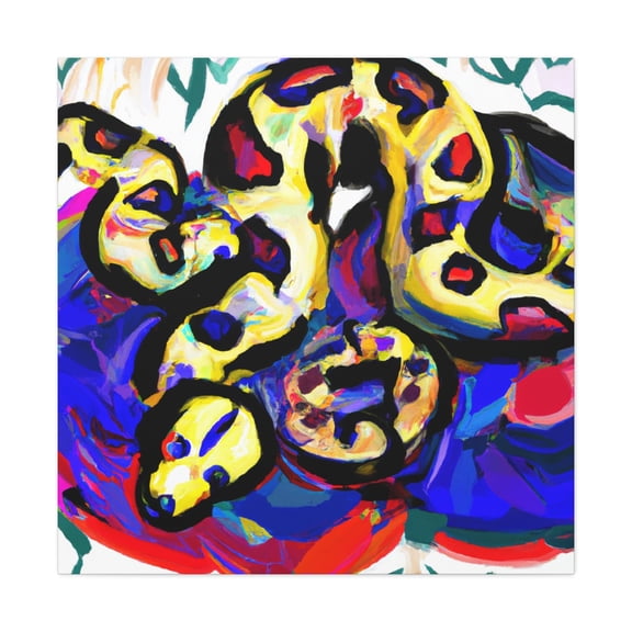 "Coiled Ball Python Portrait" - Canvas