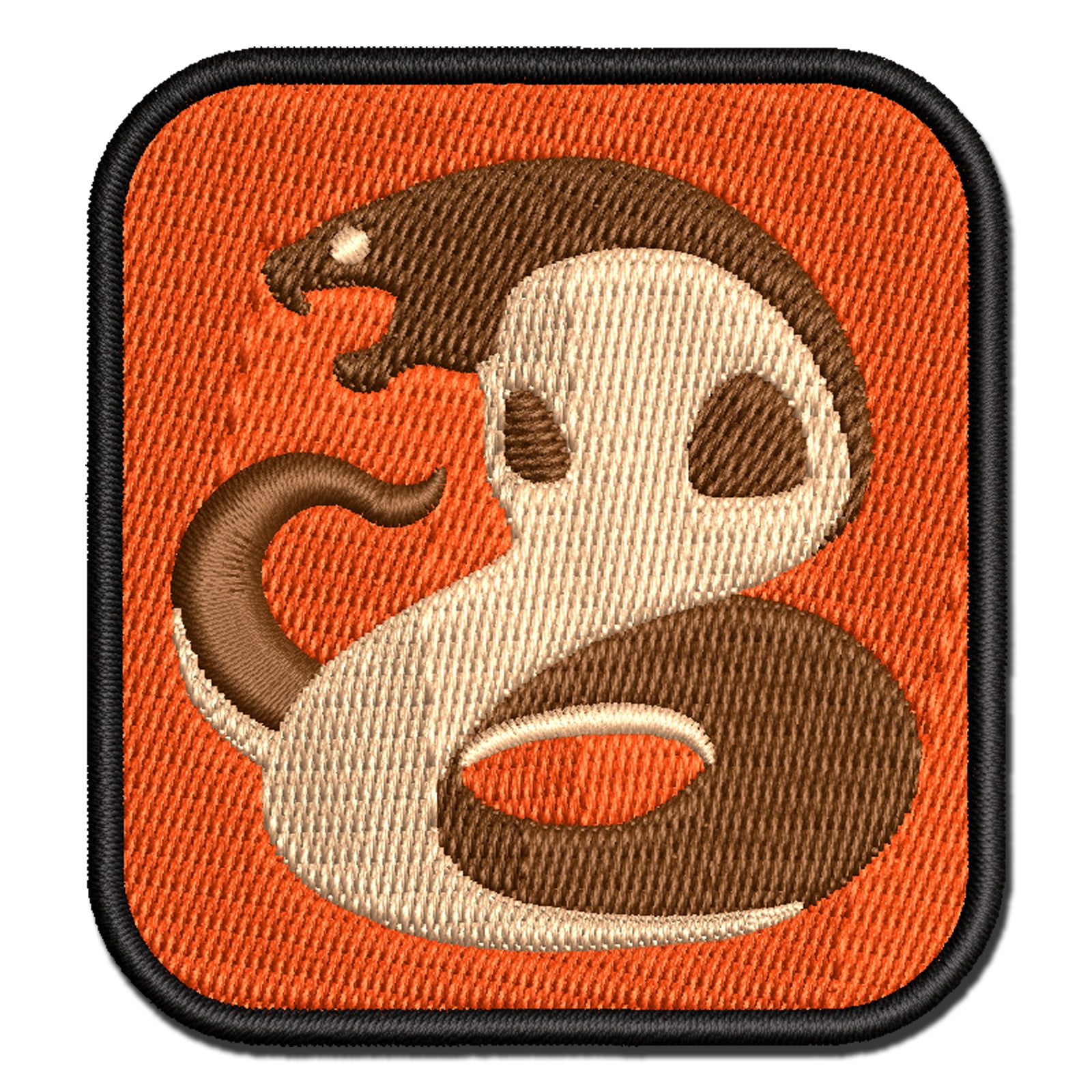 Coiled Cobra Snake Applique Multi-Color Embroidered Iron-On Patch - 3.5 Inch Large