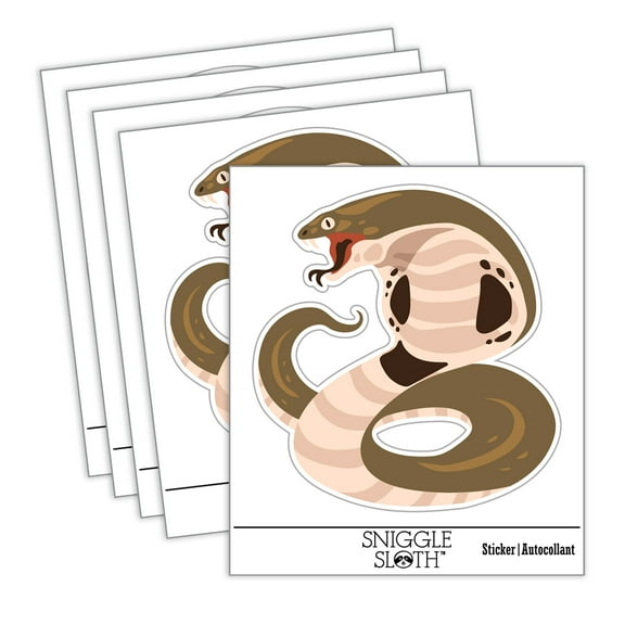 Coiled Cobra Snake Car Window Bumper Water Bottle Phone Tablet Laptop Waterproof Vinyl Decal Sticker Set 5-Pack - Gloss Finish - 2.0"