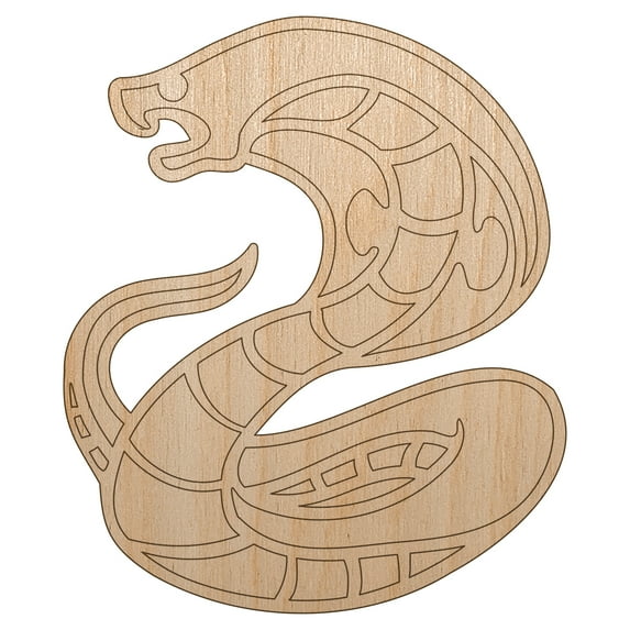 Coiled Cobra Snake Wood Shape Unfinished Piece Cutout Craft DIY Projects - 4.70 Inch Size - 1/8 Inch Thick