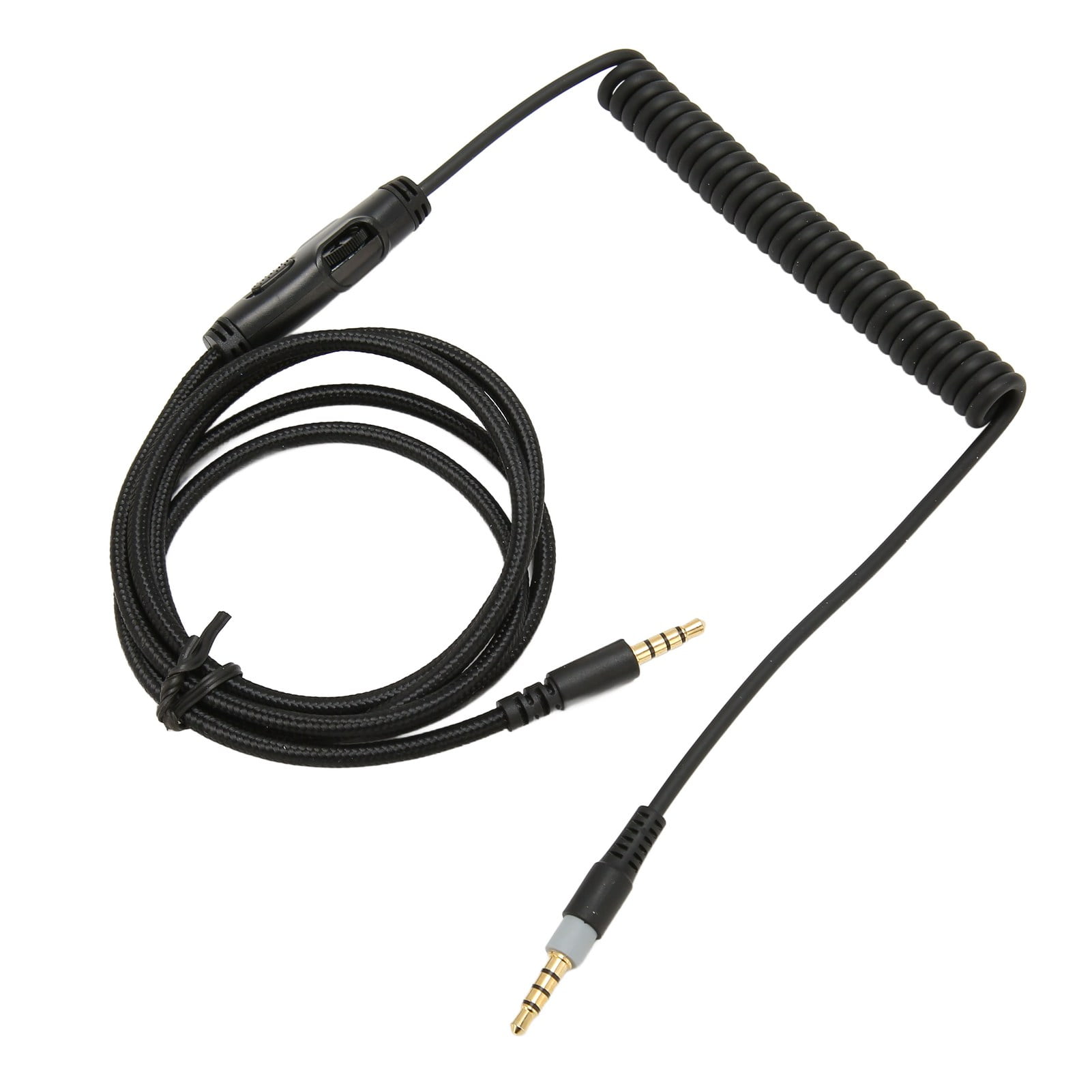 Coiled Headphone Cable, Clear Sound Nylon Wire Headset Spring Cord