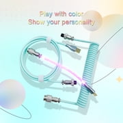Coiled Keyboard Cable Coiled USB C to USB A Cable for Gaming Keyboard Coiled Cord 3 Part Detachable Metal RGB Light Double-Sleeved Mechanical Keyboard Cable 1.5m