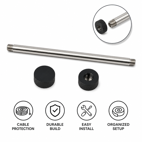 Coiled Keyboard Cable Protection Rod Coiled USB Type C Cable Weight Rod Reel Stick Cable Organizer rod and nut 20cm black