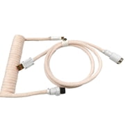 Coiled Keyboard Cable USB C to USB A With Detachable Aviation Cord Plushie Sleeved Fast Charge and Sync 1.5M