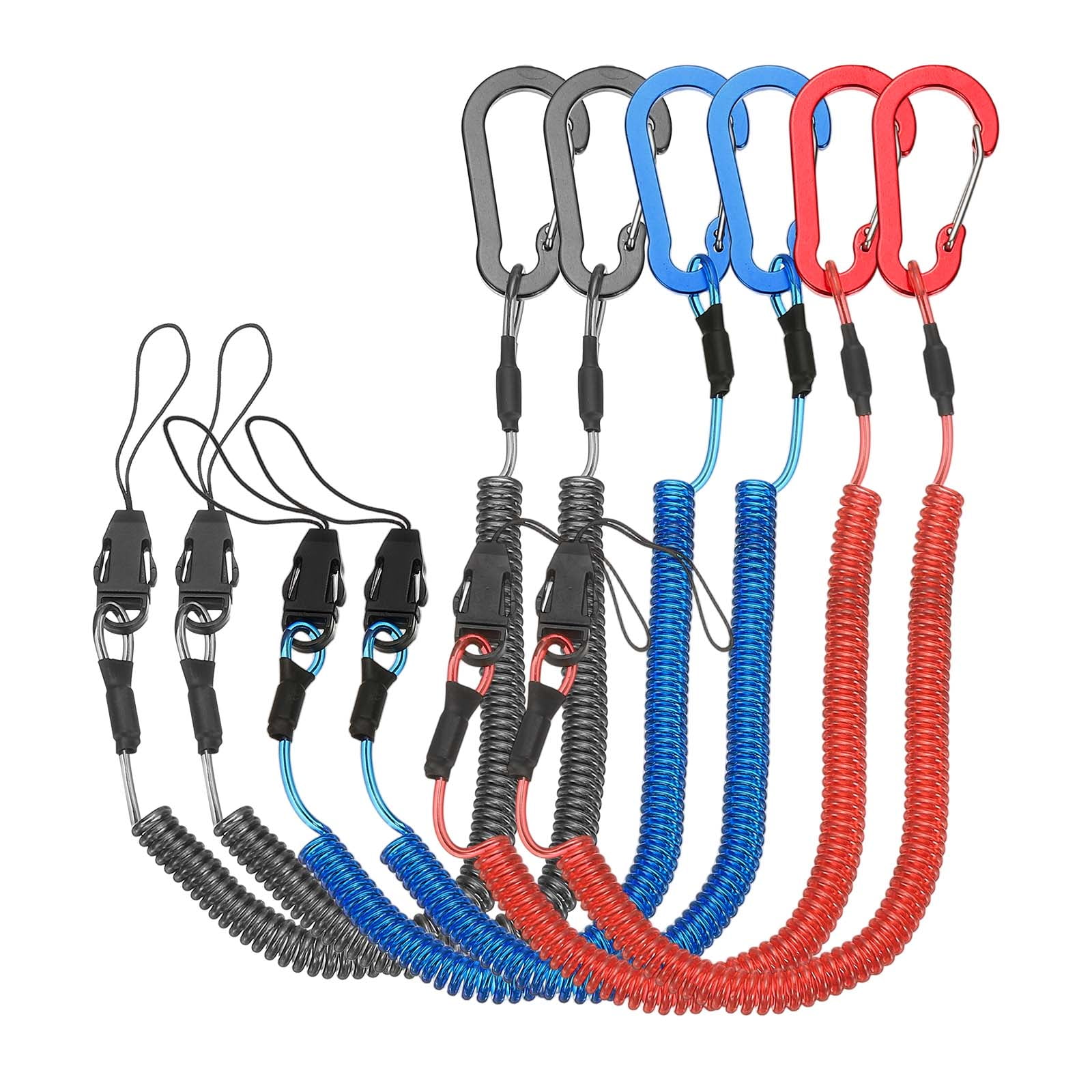 PATIKIL Coiled Lanyards With Quick Release - Retractable Safety Rings For Fishing Gear