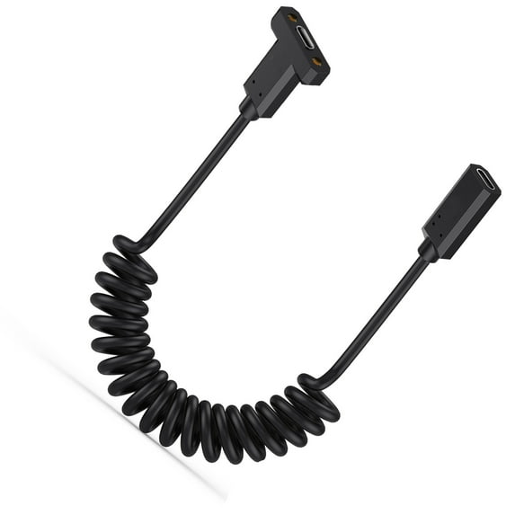Coiled Panel Mount USB5 Type C Cable, 240W Fast Charging 80Gbps Transfer 8K@144Hz Display Extension Cord