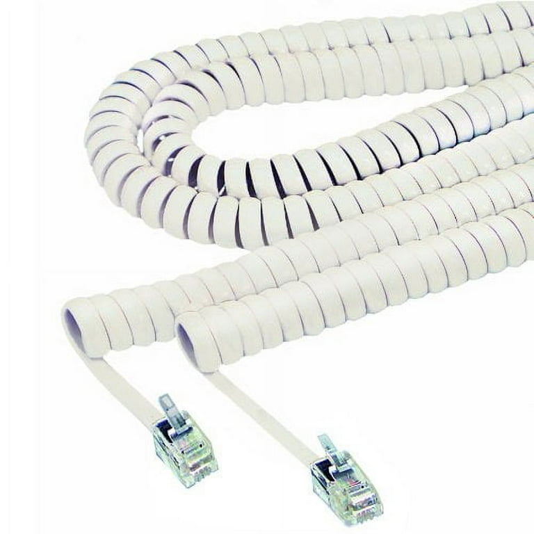 Coiled Phone Cord, Plug/Plug, 12 ft, Ivory Coiled Phone Cord, Plug/Plug, 12 ft, Ivory