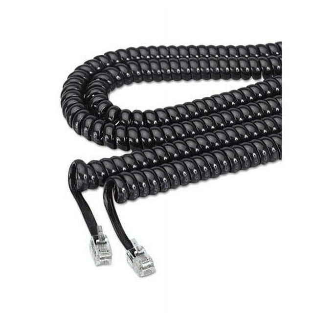Coiled Phone Cord Plug/Plug, 25 ft., Black