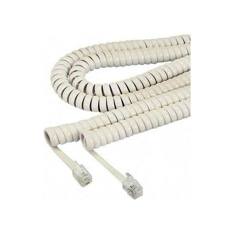 Coiled Phone Cord Plug/Plug, 25 ft., Ivory