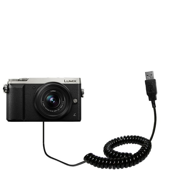 Coiled Power Hot Sync USB Cable suitable for the Panasonic LUMIX GX85 with both data and charge features - Uses Gomadic TipExchange Technology