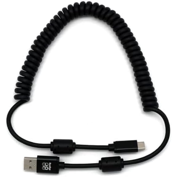 Coiled Shielded USB-A to USB-C Cable with Ferrites