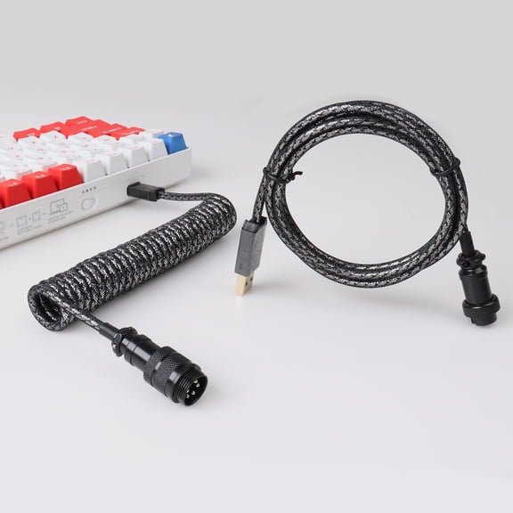 Coiled Type C USB C aviator Coiled Cable for Mechanical Keyboard Cable Aviator Connector Spiral Paracord