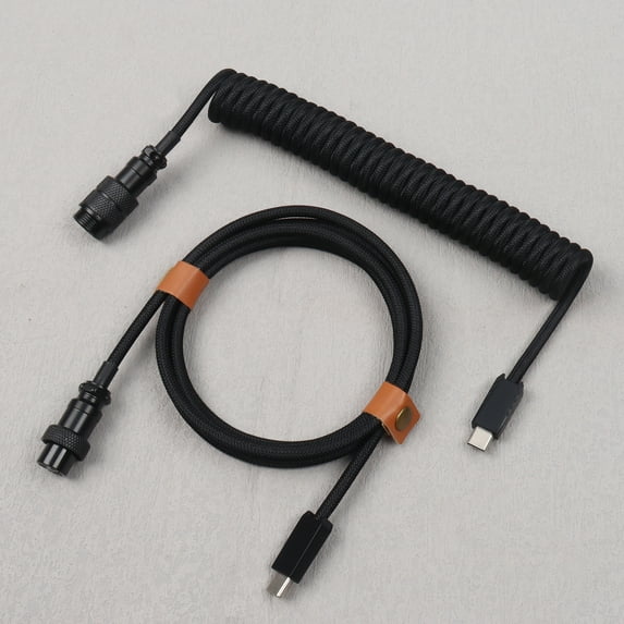 Coiled Type C to Type C Keyboard Cable with GX16 Aviator Shielded Connector for Mechanical Keyboard