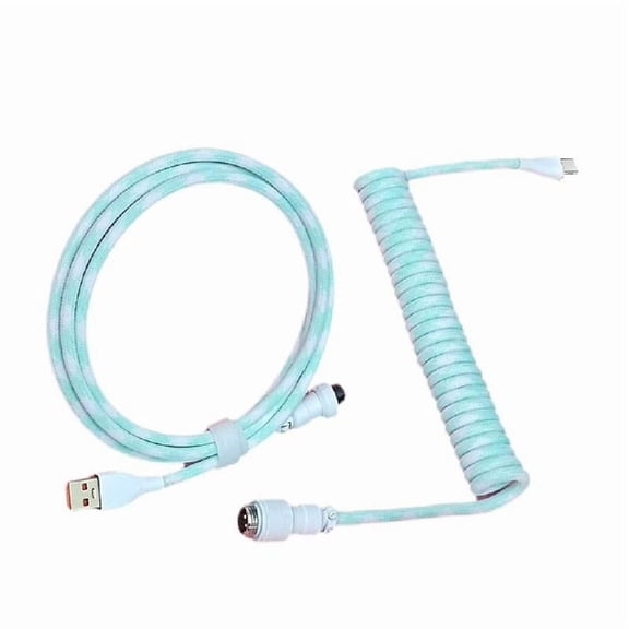 Coiled TypeC USB Cable for Mechanical Keyboards Aviation Cord Detachable