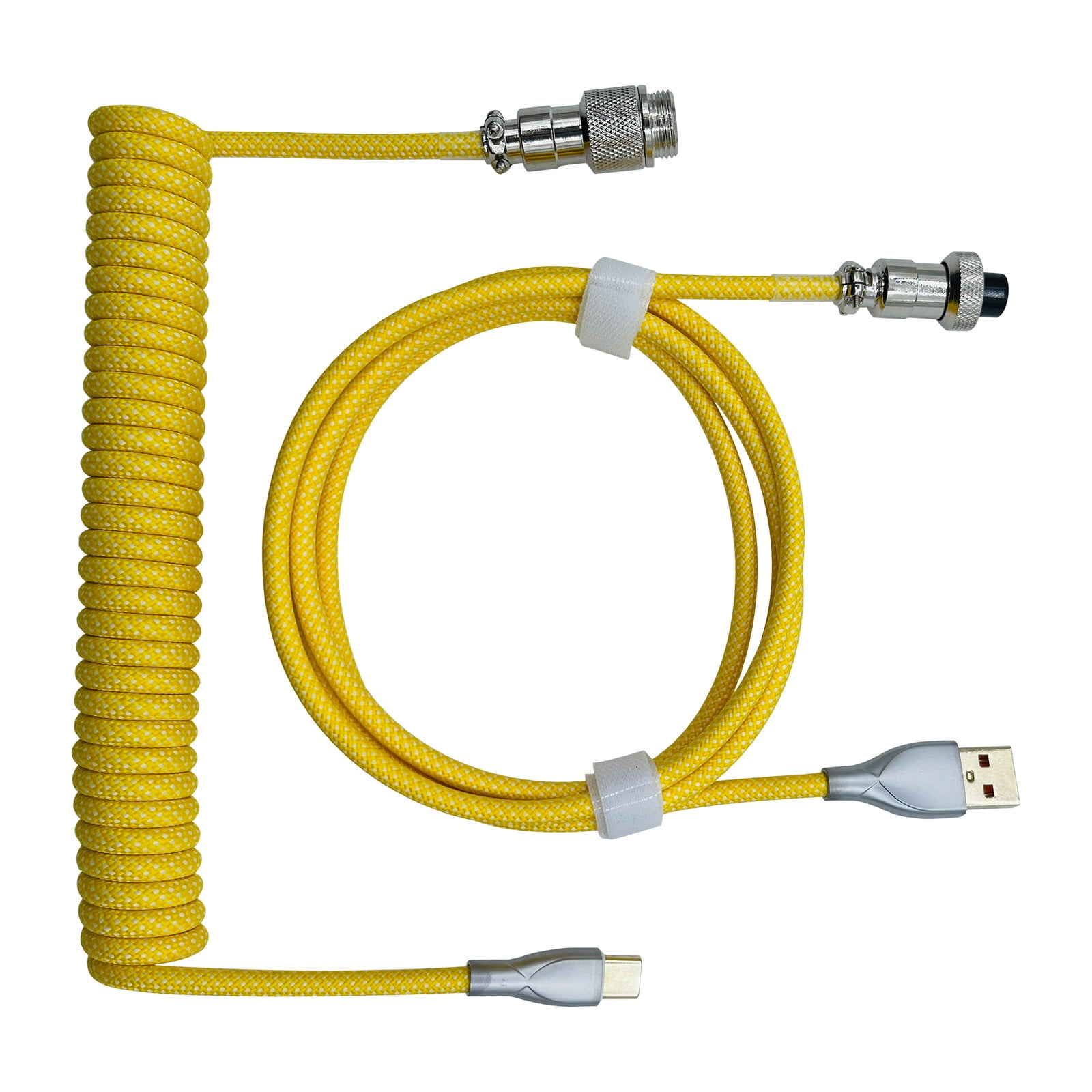 Coiled USB C Cable For Gaming Keyboard DoubleSleeved Mechanical