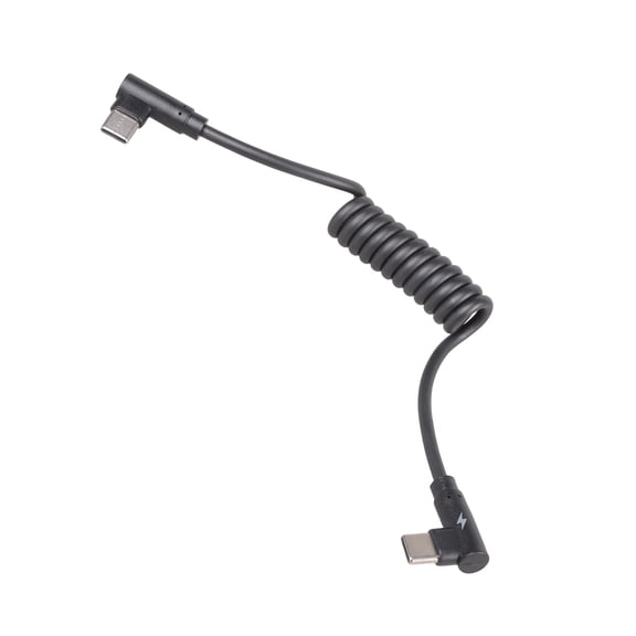 Coiled USB C Cable Wire 90 Degree L Shape Connectors Prevents Tangling Ideal For Car Home Offices Use With Phones Tablets