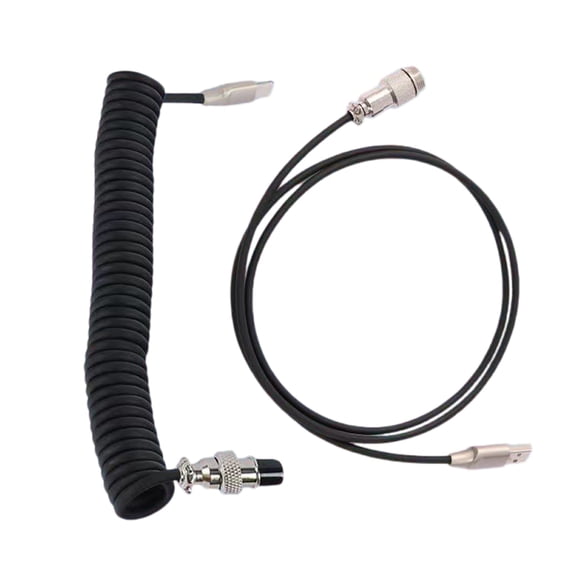 Coiled USB C Keyboards Cable for Fast Charging and Data Transfer with Detachable Aviation Connectors