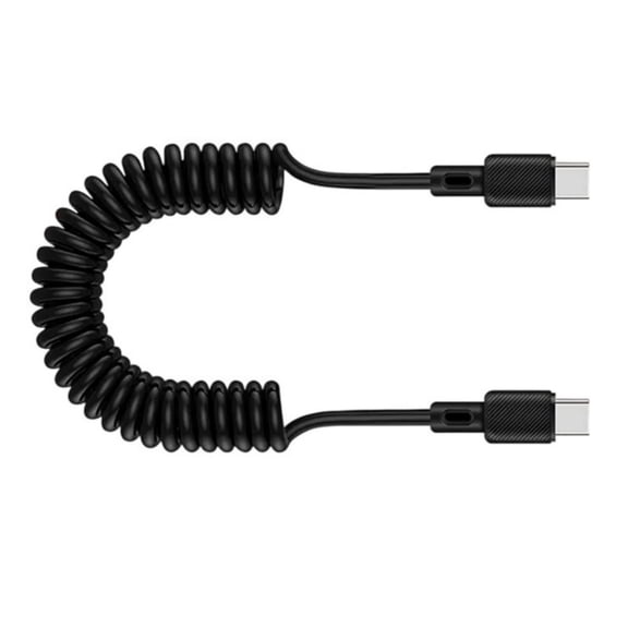 Coiled USB C to USB C Cable Fast Charging Retractables Charging for Phone 15 S25 and More Devices
