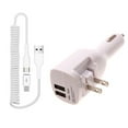 thumbnail image 1 of Coiled USB Cable 2-in-1 Car Home Charger for iPhone 16/Pro/Max/Plus - Micro-USB to USB-C Adapter Charger Cord Power Wire Folding Prongs White, 1 of 1