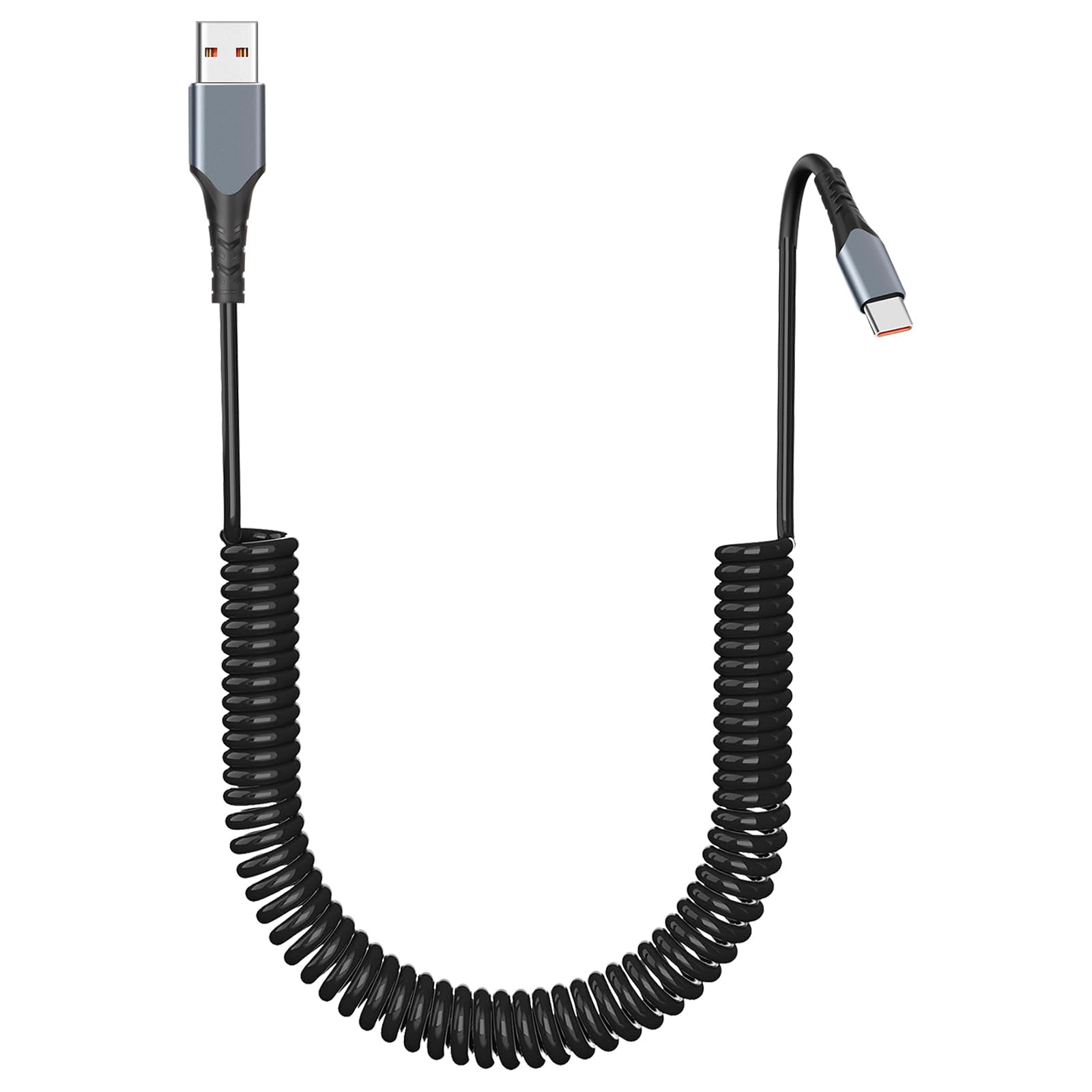 Coiled USB Type C Cable for Car Retractable USB to USB C Cable 4 Feet