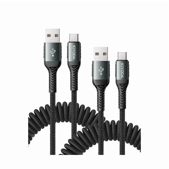 Coiled USB A to USB C Cable 6FT, 2Pack USB C Cables for Car, USB to USB C 66W Fast Charging Upgraded Amazing Durable Braided USB C Cable for iPhone 17 16 15/Pro Max/Plus, Samsung Galaxy S10 and More