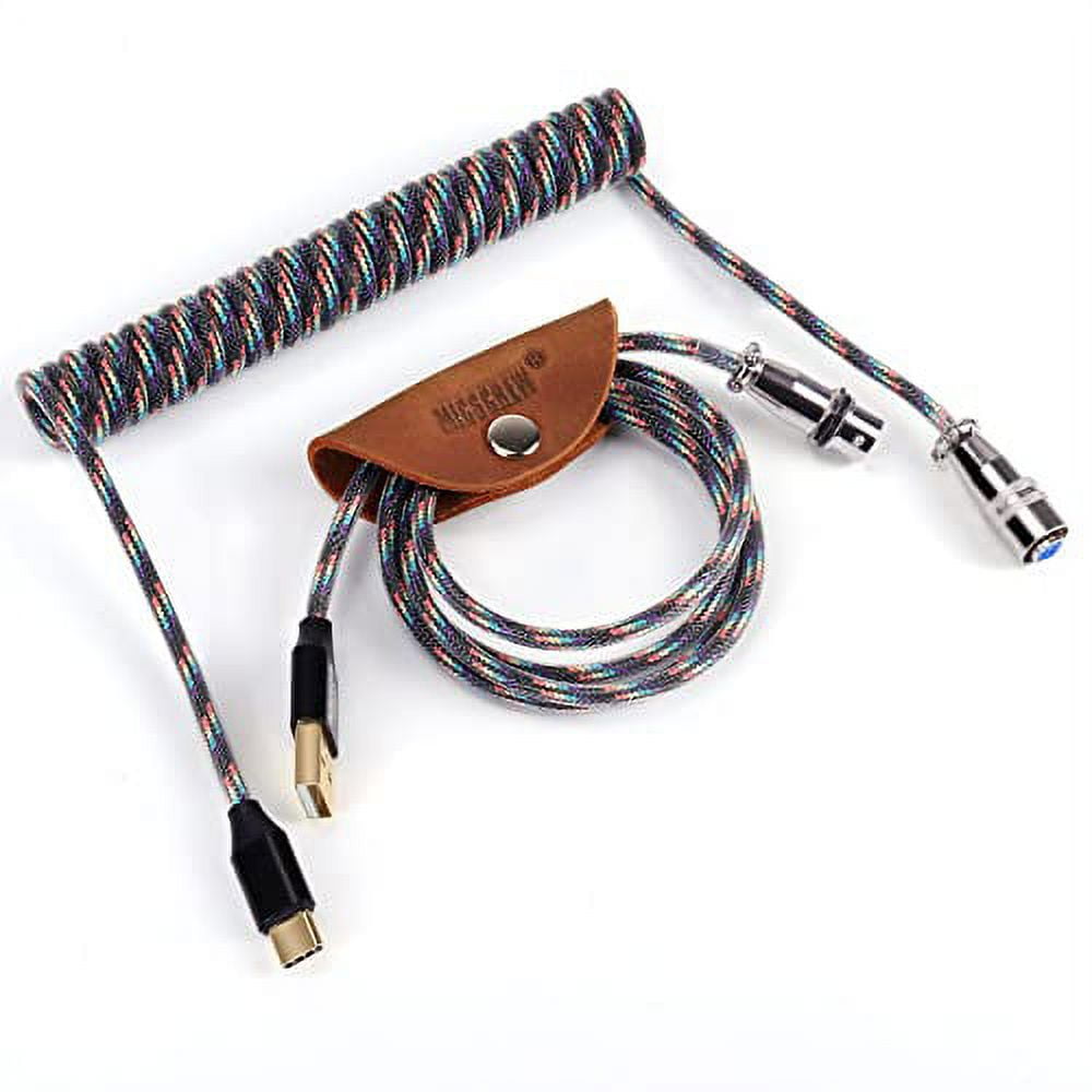 Coiled Usb C Cable for Mechanical Keyboard with Aviator Connector, 52