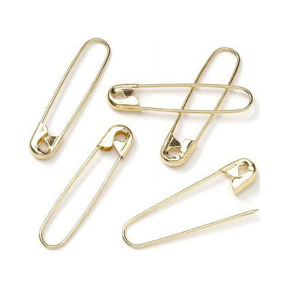 C and J Craft Supply. #1(1-1/16) Safety Pins, Shiny Gold