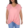 thumbnail image 1 of Coin 1804 Womens Plus Knot-Front Cap Sleeve T-Shirt, 1 of 1