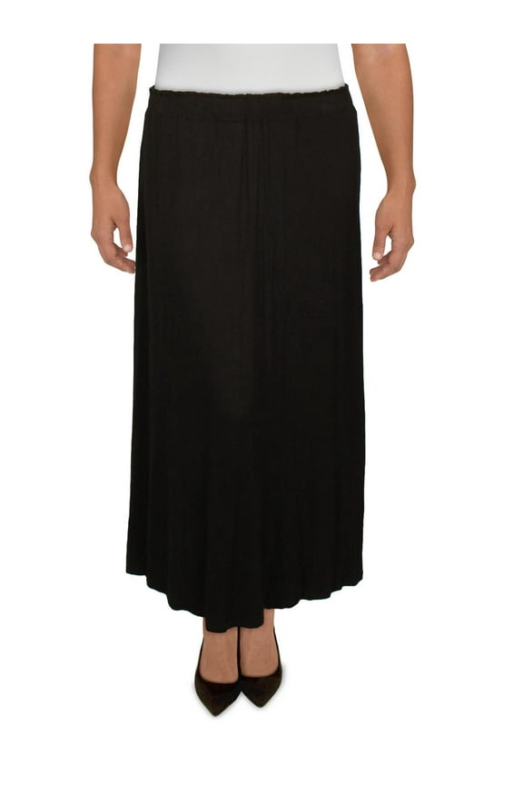 Womens Plus Solid Rayon Maxi Skirt