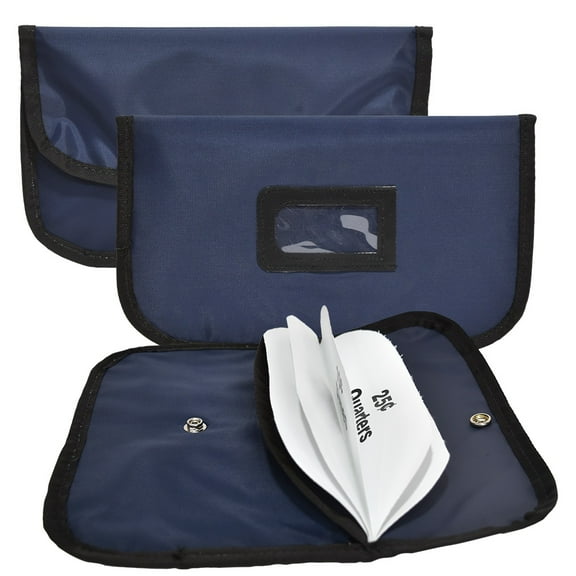 Coin Bag w/ Dividers - Navy Blue - Snap Closure - Compartment Coin Bag