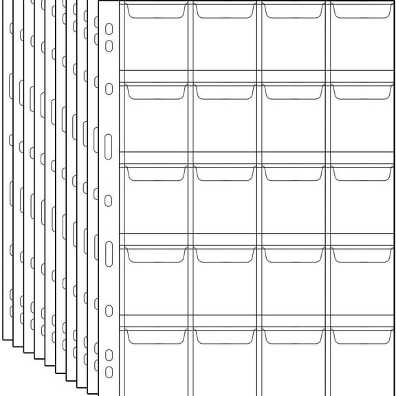 Coin Collecting Pages 5 Sheets 20 Pockets
