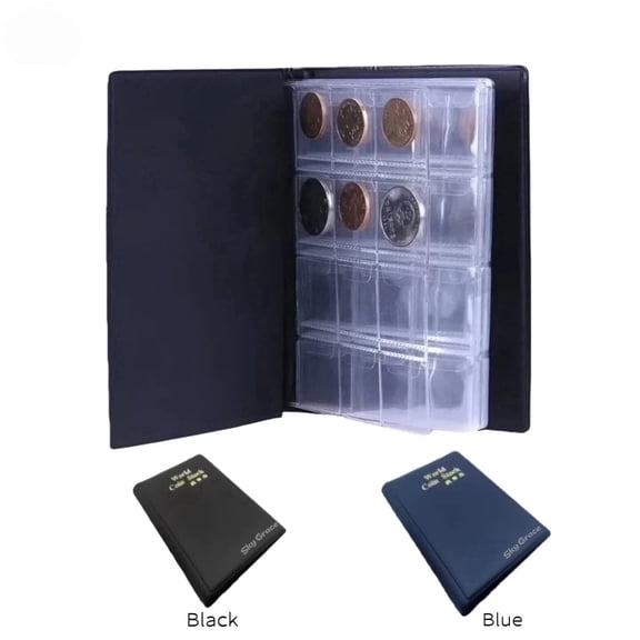 120 Pocket Coin Collection Album-2.6x2.9cm/1.4x1.4inch Penny Collection Book for Pressed Coins, for Hobbyists & Coin Collectors-Black