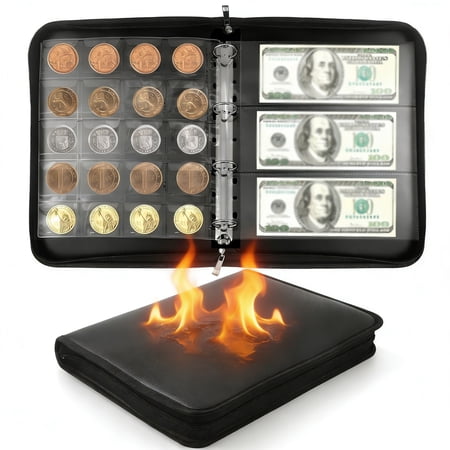 Coin Collection Book Album Holder for Collectors,YAYUFN-360 Pockets Fireproof Coin Collection Book & 36 Paper Money Storage Case,Penny Collection Book for Coin Currency,Bill,Pennies,Badges,