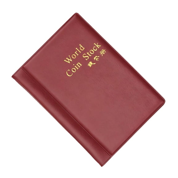 Coin Collection Book Holder for Collectors,120 Pockets Collection Book Album Holder,Coin Collection Supplies for Coins Souvenir Coin,Display Storage Case for All Coins(6.1x4.3") (Wine Red)