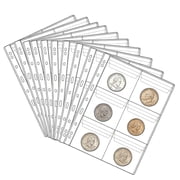 10Sheet Coin Binder Collection Supplies Pages 60Pockets Clear Coin Collector Sleeves Standard 9 Hole Coin Page Coin Binder Inserts Sleeves for Coin Stamp Currency Collection