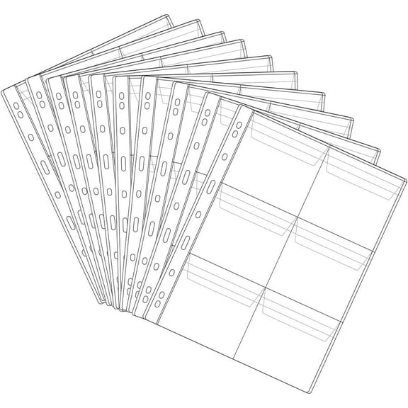 Coin Collection Pages, Coins Pocket Page, Coin Binder Inserts Sleeves with Standard 6 Hole for Coin Album,Storage Holder for Currency, Stamp and Other Supplies ,10 Sheets