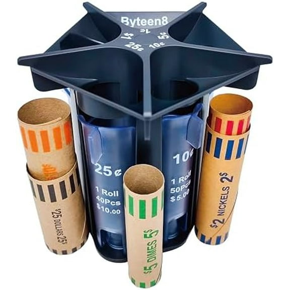 Coin Counter Coin Sorter TubeCreative 5-in-1 Change Sorter Coin OrganizerChange Counter Machine Coin RollerCoin Bank Holder Coin WrappersSuper Easy to Use & AccurateGreat Gift for Kids$$Office