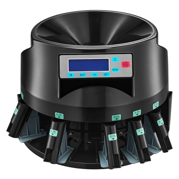 Coin Counter Machine, 5 Denominations, Accurate Coin Sorter Machine, Sorts Up to 225 Coins Per Minute, USD Change Counter with LCD Display, Smooth Operation, Batch Feature, Holds 1500 Coins