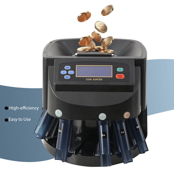 Coin Counter Machine Commercial USD Sorter/Wrapper/Roller Machine Money w/LCD