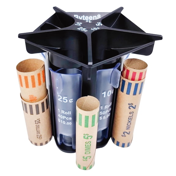 Coin Counter Sorter Wrapper Machine 5-in-1 Black U.S. Coin Organizer 1 Pack