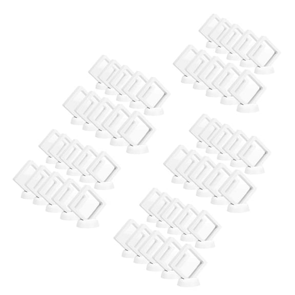 Coin Display Box - Set of 50 3D Floating Frame Display Holder with Stands for , AA Medallions, Jewelry,50 * Display stand,White & transparent