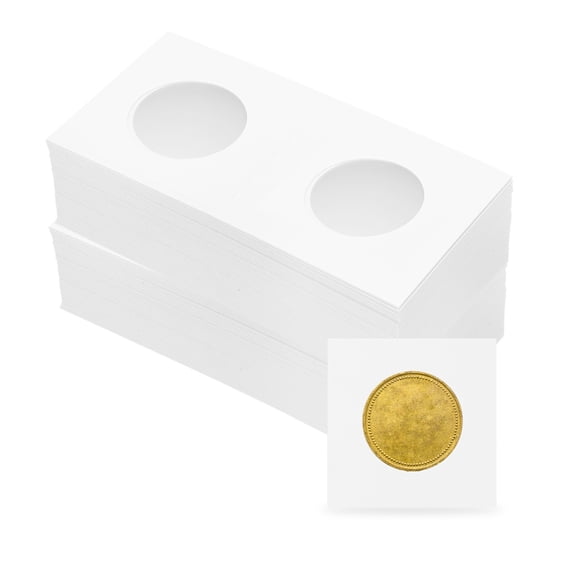 Coin Flips 2" x 2", 100 Pack Cardboard Coin Holder for 27.5mm/ 1.1" Coin Collection Supplies Collector, White